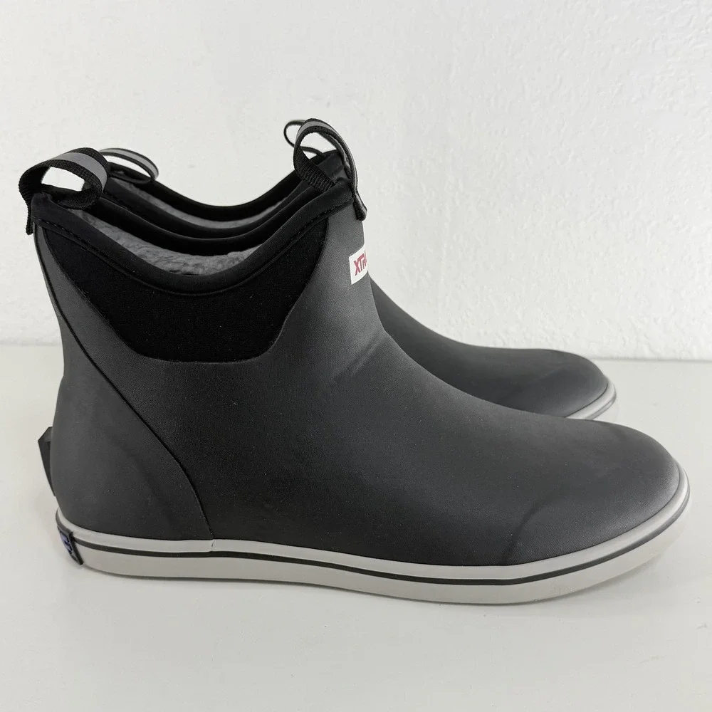 Xtratuf Ankle Deck Boots Mens Size 12 Black Fleece Lined Waterproof XMAB000T